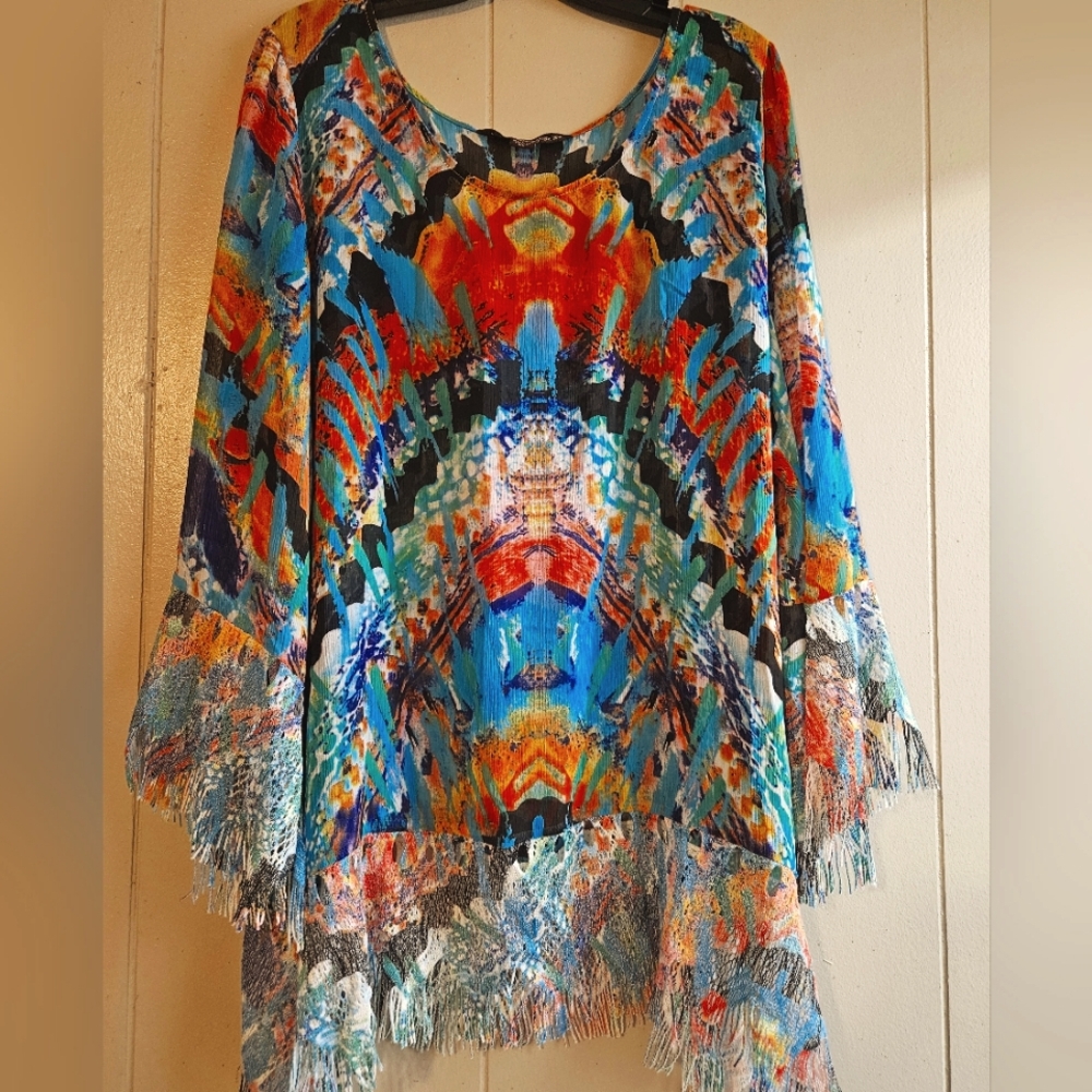Mushkaby Sienna Rose Inc. Colorful Abstract Patterned Tunic - Size XL